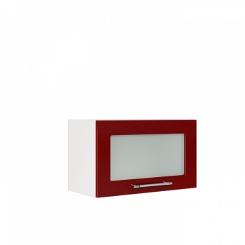 Бруклин ШВГС 600 Шкаф верхний горизонтальный со стеклом (Бетон белый/корпус Белый) в Ирше - irsha.mebel54.com | фото
