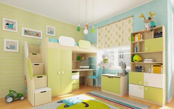 Детская комната Эппл (Зеленый/Белый/корпус Клен) в Ирше - irsha.mebel54.com | фото
