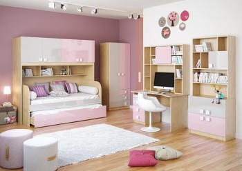Детская комната Грэйси (Розовый/Серый/корпус Клен) в Ирше - irsha.mebel54.com | фото
