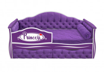 Кровать 160 серии Иллюзия 2 ящика 32 Фиолетовый (мягкие боковые накладки/подушка валик) в Ирше - irsha.mebel54.com | фото