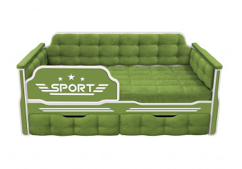 Кровать 160 серии Спорт 2 ящика 76 Зелёный (мягкие боковые накладки) в Ирше - irsha.mebel54.com | фото