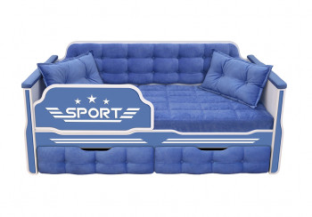Кровать 160 серии Спорт 2 ящика 85 Синий (подушки) в Ирше - irsha.mebel54.com | фото