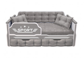Кровать 190 серии Спорт 2 ящика 45 Серый (подушки) в Ирше - irsha.mebel54.com | фото