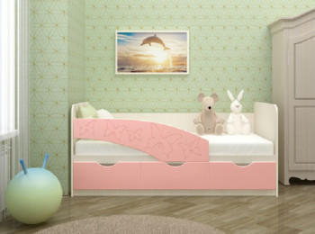 Кровать Бабочки 1,6м (Розовый металлик) в Ирше - irsha.mebel54.com | фото
