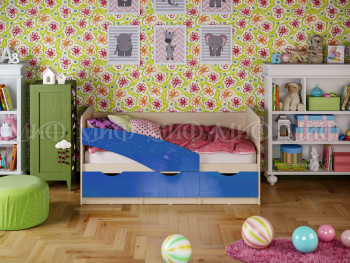 Кровать Бабочки 1,8м (Синий металлик) в Ирше - irsha.mebel54.com | фото