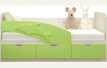 Кровать детская 1,6м Дельфин (Салатовый металлик) в Ирше - irsha.mebel54.com | фото