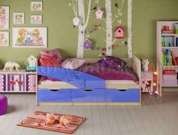 Кровать детская 1,6м Дельфин (Синий металлик) в Ирше - irsha.mebel54.com | фото