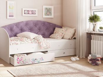 Кровать детская Эльза Белый/Фиолетовый в Ирше - irsha.mebel54.com | фото