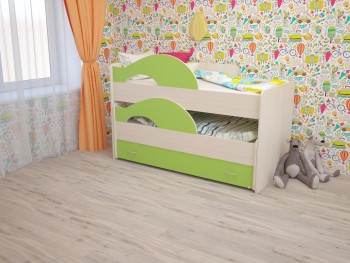 Кровать детская Радуга 1600 Млечный дуб/Салатовый в Ирше - irsha.mebel54.com | фото