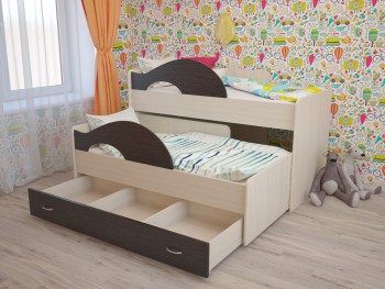 Кровать детская Радуга 1600 Млечный дуб/Венге в Ирше - irsha.mebel54.com | фото