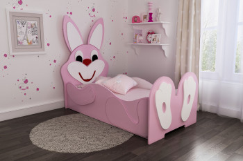 Кровать детская Зайка 1.6 Розовый/Белый в Ирше - irsha.mebel54.com | фото