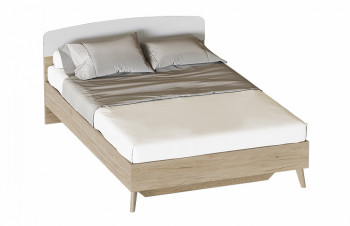  Кровать Калгари 1400 с основанием Дуб натуральный светлый/Белый матовый в Ирше - irsha.mebel54.com | фото