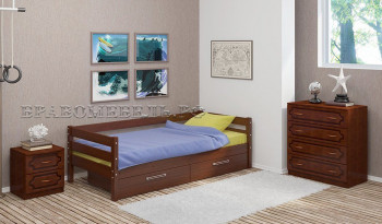 Кровать одинарная ГЛОРИЯ из массива сосны  900*2000 (Орех) в Ирше - irsha.mebel54.com | фото