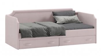 Кровать с мягкой обивкой и ящиками «Кантри» Тип 1 (900) (Велюр пудровый) в Ирше - irsha.mebel54.com | фото