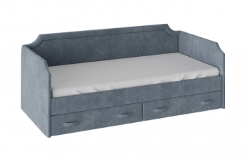Кровать с мягкой обивкой и ящиками «Кантри» Тип 1 (900) (Замша синяя) в Ирше - irsha.mebel54.com | фото