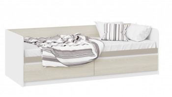 Кровать «Сканди» с 2 ящиками Дуб Гарден/Белый/Глиняный серый в Ирше - irsha.mebel54.com | фото