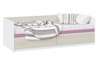 Кровать «Сканди» с 2 ящиками Дуб Гарден/Белый/Лиловый в Ирше - irsha.mebel54.com | фото