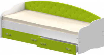 Кровать Софа-7 с мягкой спинкой (800х1900) Белый/Лайм в Ирше - irsha.mebel54.com | фото