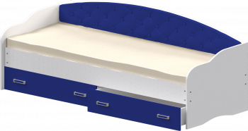 Кровать Софа-7 с мягкой спинкой (800х1900) Белый/Синий в Ирше - irsha.mebel54.com | фото