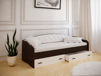 Кровать Софа-7 с мягкой спинкой (800х1900) Венге/ Белый в Ирше - irsha.mebel54.com | фото