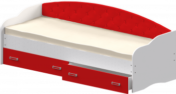 Кровать Софа-7 с мягкой спинкой (800х2000) Белый/Красный в Ирше - irsha.mebel54.com | фото