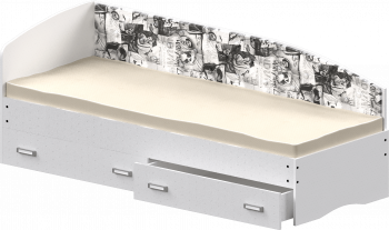 Кровать Софа-9 с мягкой спинкой с рисунком Милана (900х2000) Белый в Ирше - irsha.mebel54.com | фото