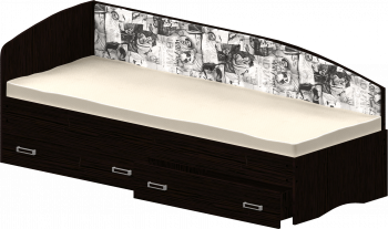 Кровать Софа-9 с мягкой спинкой с рисунком Милана (900х2000) Венге в Ирше - irsha.mebel54.com | фото