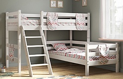 Кровать Соня вариант 8 угловая с наклонной лестницей Белый полупрозрачный в Ирше - irsha.mebel54.com | фото