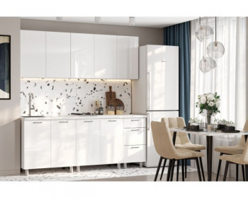 Кухонный гарнитур Модерн New 2 м (Белый глянец Бруно) в Ирше - irsha.mebel54.com | фото