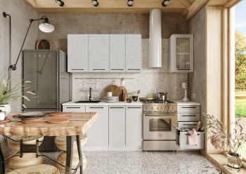 Кухонный гарнитур Нувель 1800мм белый/бетон белый в Ирше - irsha.mebel54.com | фото