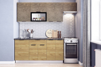 Кухонный гарнитур Стоун 2.2 (белый/камень темно-серый/акация светлая) в Ирше - irsha.mebel54.com | фото