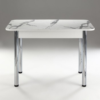 Кухонный стол 1100*700/400 ф 2 Пластик, мрамор белый в Ирше - irsha.mebel54.com | фото