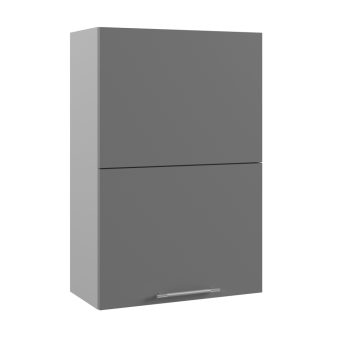 Квадро ВПГПМ 600 шкаф верхний с подъемным механизмом высокий (Серый Эмалит/корпус Серый) в Ирше - irsha.mebel54.com | фото
