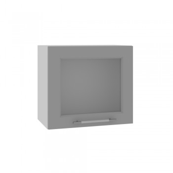 Квадро ВПГС 500 шкаф верхний горизонтальный со стеклом высокий (Серый Эмалит/корпус Серый) в Ирше - irsha.mebel54.com | фото
