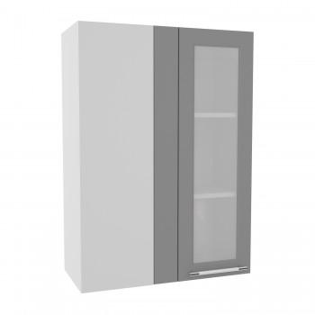 Квадро ВПУС 650 шкаф верхний угловой со стеклом высокий (Серый Эмалит/корпус Серый) в Ирше - irsha.mebel54.com | фото