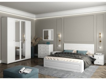 Модульная спальня Барселона (Белый/Белый глянец) в Ирше - irsha.mebel54.com | фото