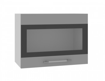 Норд ШВГС 600 Шкаф верхний горизонтальный со стеклом (Софт черный/корпус Белый) в Ирше - irsha.mebel54.com | фото