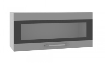Норд ШВГС 800 Шкаф верхний горизонтальный со стеклом (Софт черный/корпус Белый) в Ирше - irsha.mebel54.com | фото