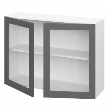 Норд ШВС 1000 Шкаф верхний со стеклом (Софт черный/корпус Белый) в Ирше - irsha.mebel54.com | фото