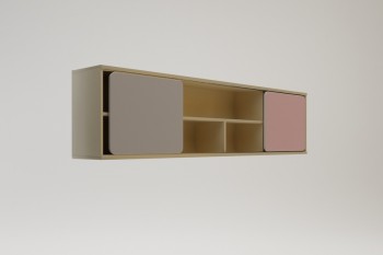 Полка между шкафами 1660 Грэйси (Розовый/Серый/корпус Клен) в Ирше - irsha.mebel54.com | фото
