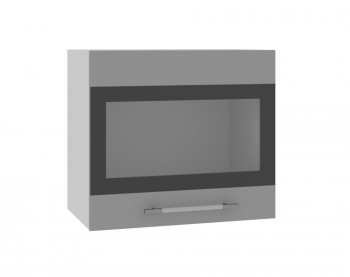 Ройс ВПГСФ 500 Шкаф верхний горизонтальный со стеклом с фотопечатью высокий (Графит софт/корпус Серый) в Ирше - irsha.mebel54.com | фото