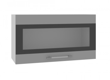 Ройс ВПГСФ 800 Шкаф верхний горизонтальный со стеклом с фотопечатью высокий (Графит софт/корпус Серый) в Ирше - irsha.mebel54.com | фото