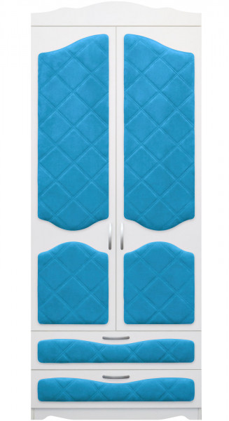 Шкаф 2-х створчатый с ящиками серии Иллюзия 84 Ярко-голубой в Ирше - irsha.mebel54.com | фото
