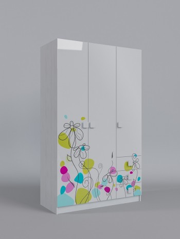 Шкаф 3-х створчатый с ящиками Флёр (Белый/корпус Выбеленное дерево) в Ирше - irsha.mebel54.com | фото