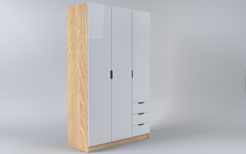 Шкаф 3-х створчатый с ящиками Лофт (Белый/корпус Дуб Сонома) в Ирше - irsha.mebel54.com | фото