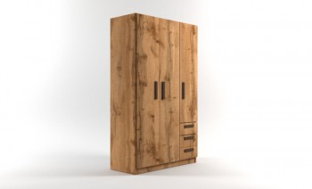 Шкаф 3-х створчатый с ящиками Шервуд (Дуб Вотан) в Ирше - irsha.mebel54.com | фото