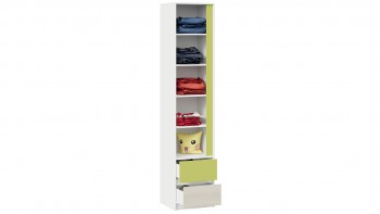 Шкаф для белья комбинированный «Сканди» Дуб Гарден/Белый/Зеленый в Ирше - irsha.mebel54.com | фото
