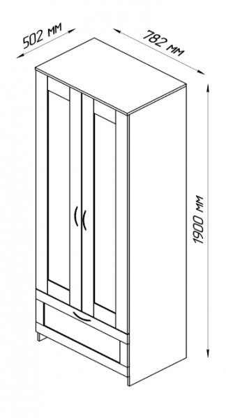 Шкаф двухдверный Сириус с 1 ящиком белый в Ирше - irsha.mebel54.com | фото