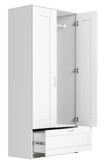 Шкаф двухдверный Сириус с 1 ящиком белый в Ирше - irsha.mebel54.com | фото