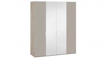 Шкаф комбинированный с 2 глухими и 2 зеркальными дверями «Эмбер» Баттл Рок/Серый глянец в Ирше - irsha.mebel54.com | фото